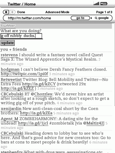 Yes, you can even Twitter with it! The screen really isn't fast enough for long typing, but hey, it works!